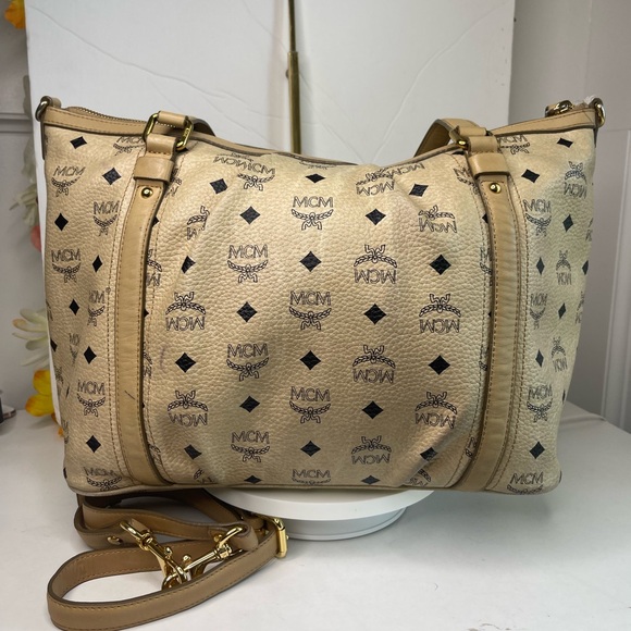 MCM Beige Monogram 2 Way Shoulder Bag - Picture 5 of 12